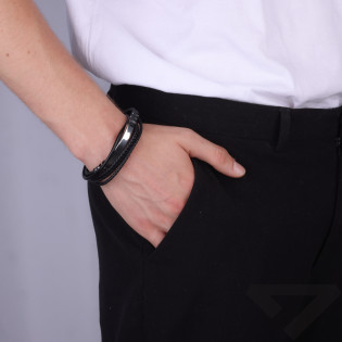 Bransoleta męska z blaszką na poczwórnej bransolecie