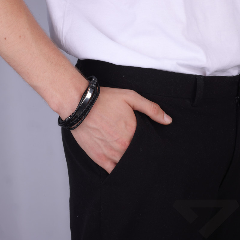 Bransoleta męska z blaszką na poczwórnej bransolecie