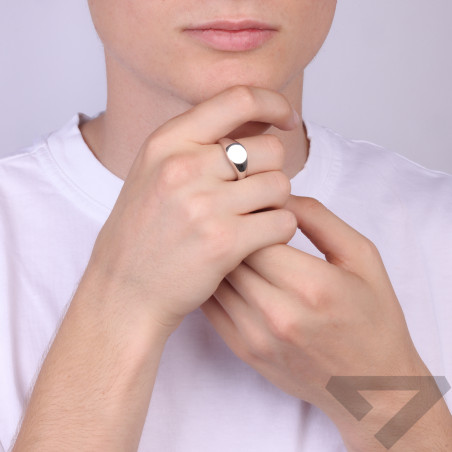 Sygnet srebrny z gładkim kołem