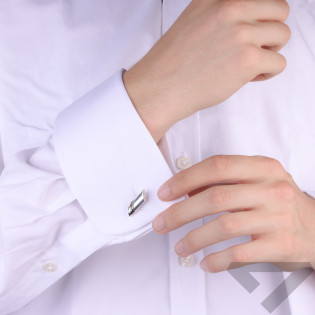 Spinki srebrne do mankietów prostopadłościan ze skośnymi paskami