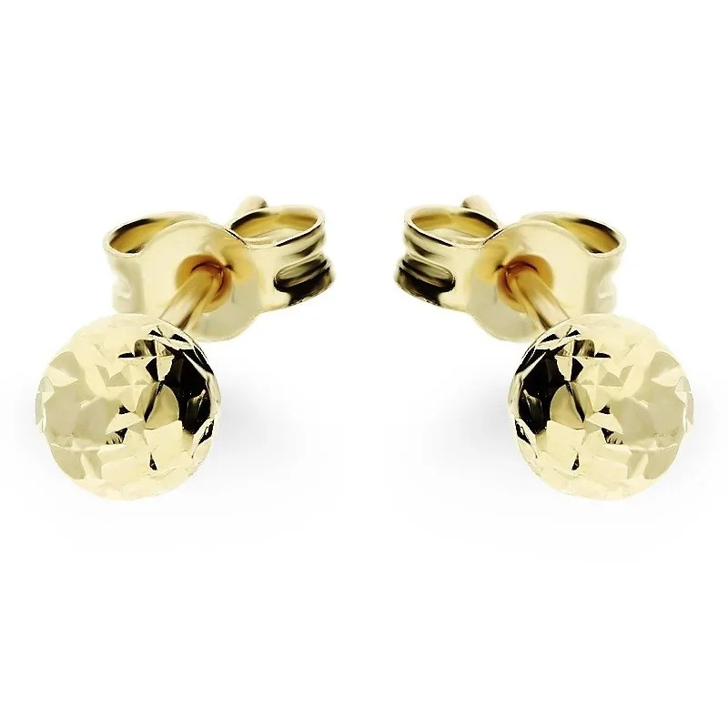 Kolczyki złote grawerowane kulki 6 mm