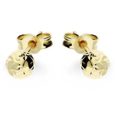 Kolczyki złote grawerowane kulki 6 mm zapinane na sztyft