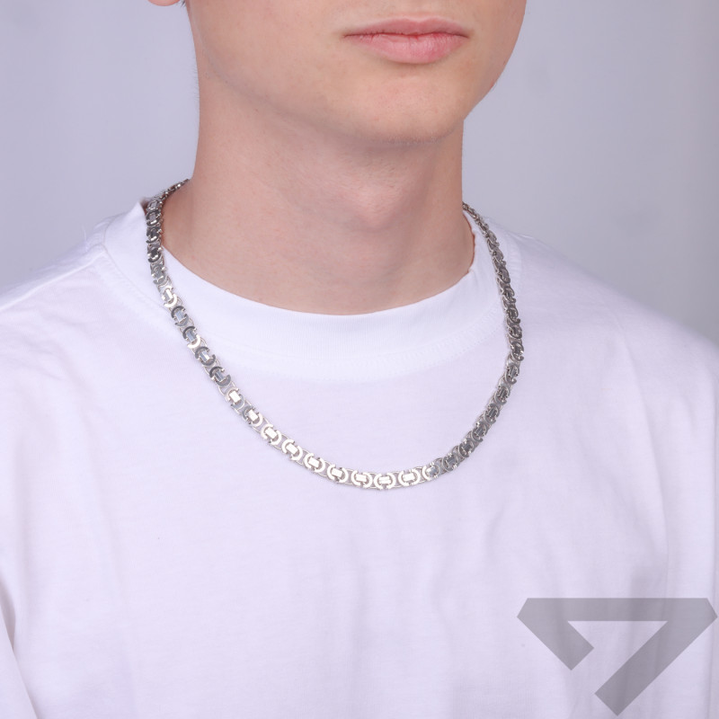 Łańcuszek srebrny rodowany bizantyna