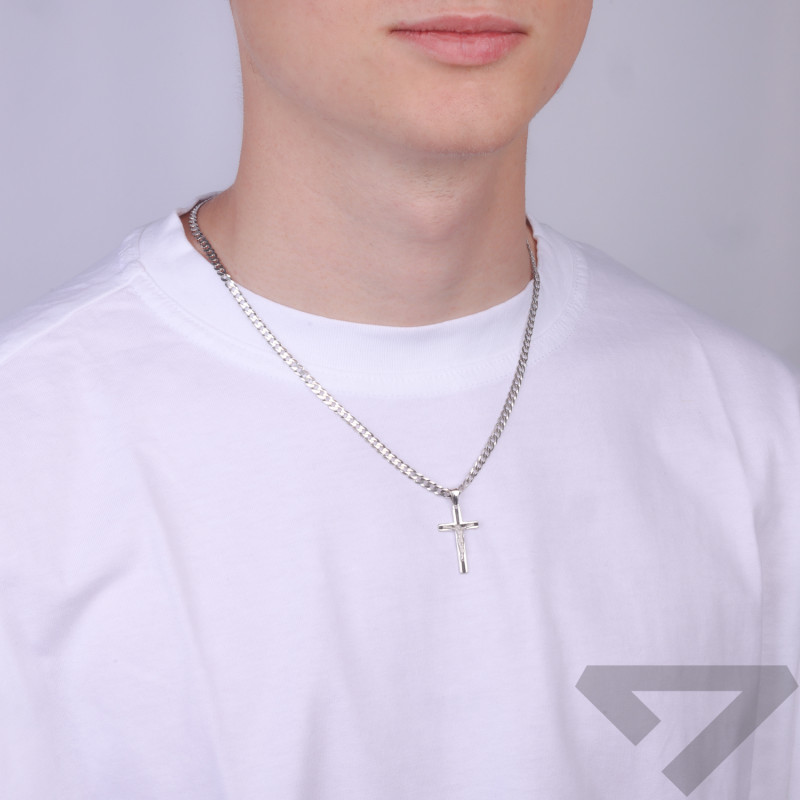 Krzyżyk z wizerunkiem Chrystusa ze srebra rodowanego