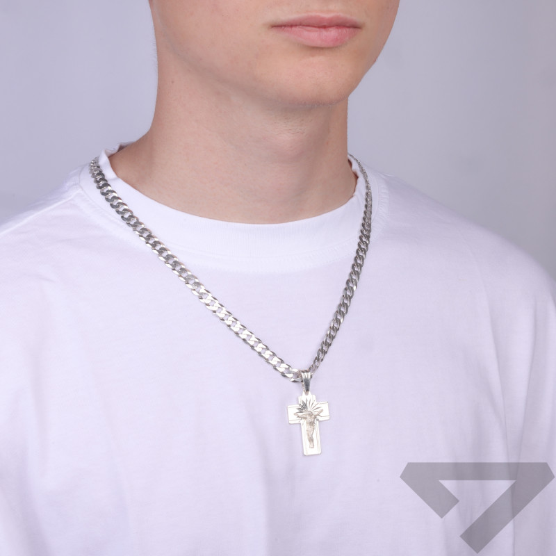 Łańcuszek męski pancer srebro rodowane