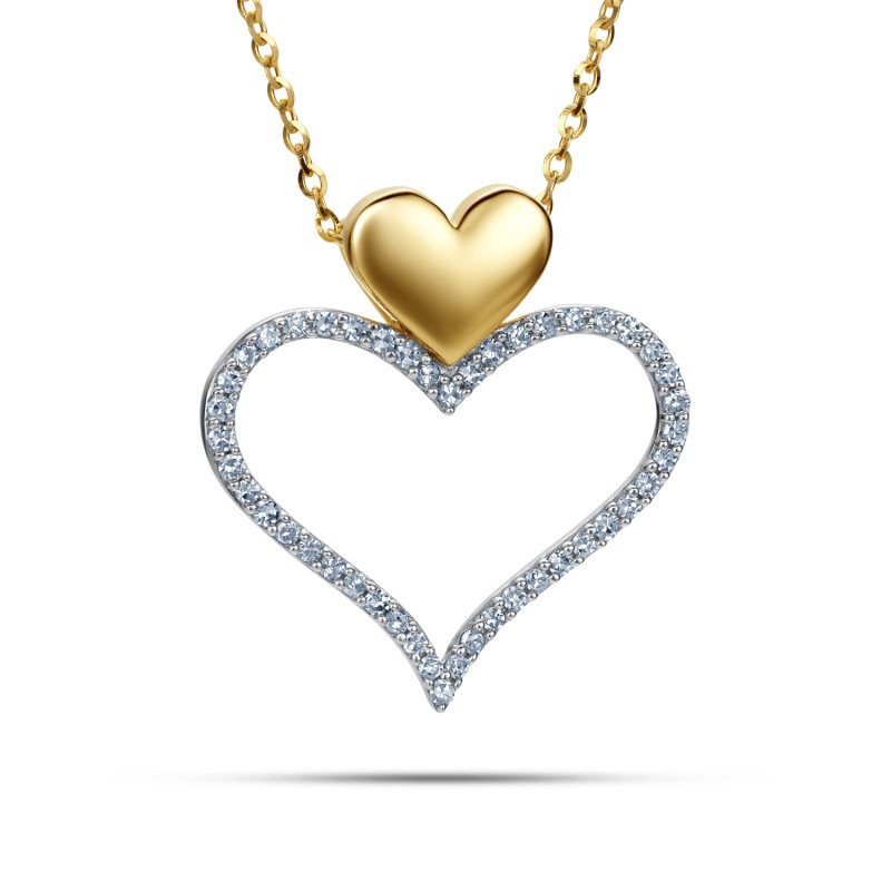 Złota Zawieszka Serce z Diamentami pr. 585 - JubilerSezam.pl