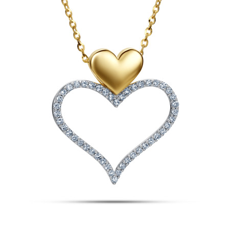 Złota Zawieszka Serce z Diamentami pr. 585 - JubilerSezam.pl