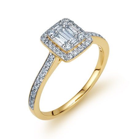 Pierścionek zaręczynowy z diamentami w prostokącie LC JR9794 Y prostokąt bis próba 585