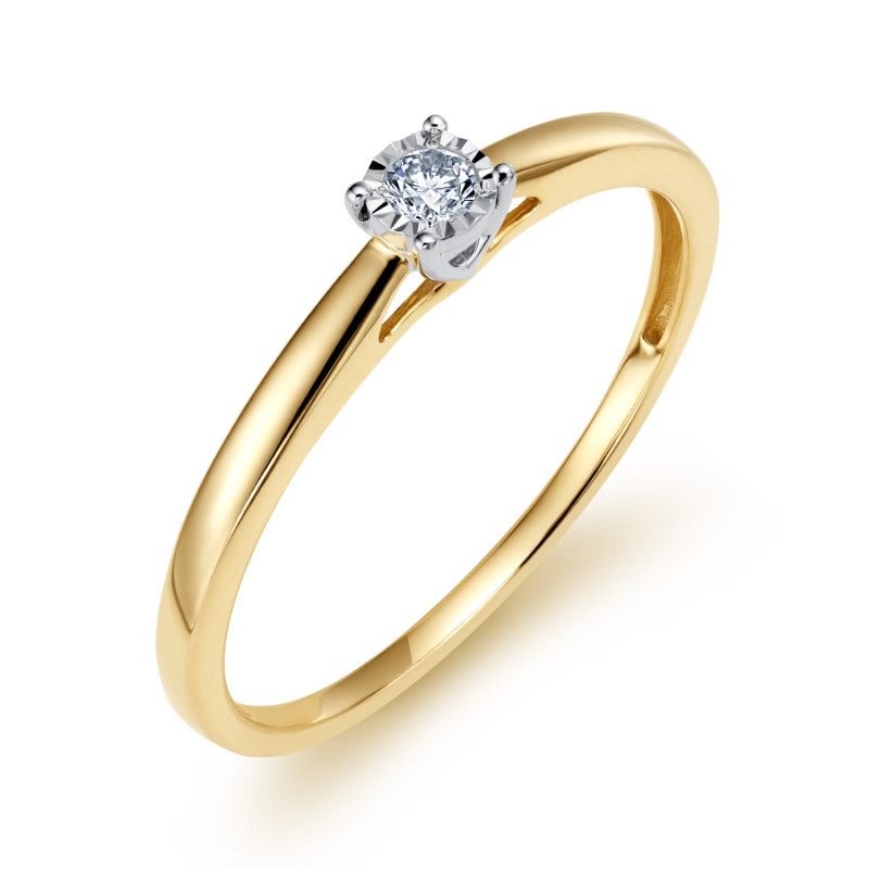 Pierścionek zaręczynowy SOLITER z diamentem LC RR669 Y próba 585