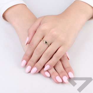 Pierścionek złoty gładkie serce i kulki na szynie