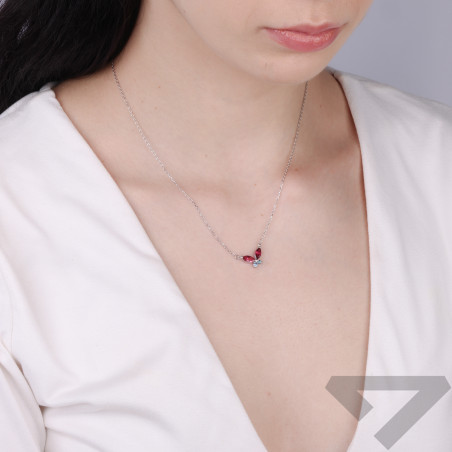 Naszyjnik srebrny motyl wysadzany naturalnym turmaliniem