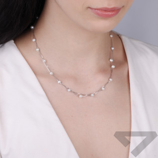 Naszyjnik podwójna kostka z naturalnymi perłami