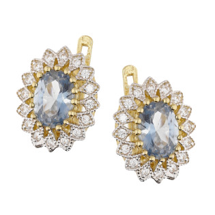 Kolczyki złote z akwamarynem próba 585