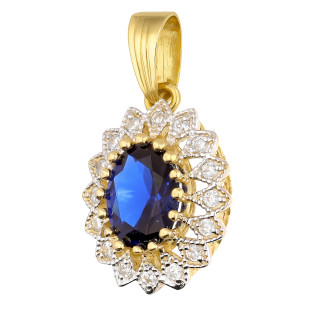 Zawieszka złota markiza z szafirową cyrkonią próba 585