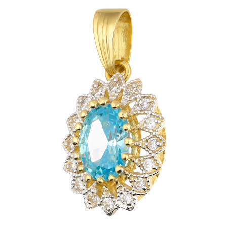 Zawieszka złota owalna markiza z topazem jubilerskim próba 585