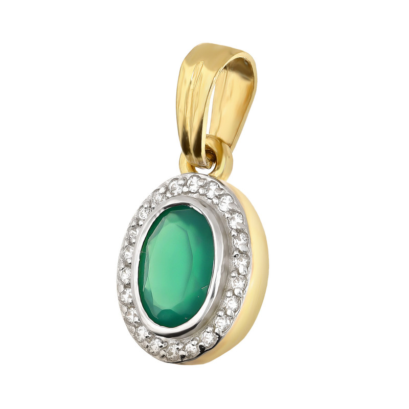 Zawieszka złota owalna markiza z zieloną cyrkonią próba 585