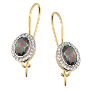 Kolczyki złote z topazem mistic próba 585