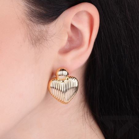 Kolczyki VIRAL dmuchane serce w pasy