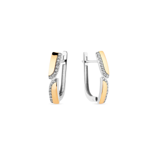 Kolczyki srebrne zachodzące blaszki z cyrkoniami