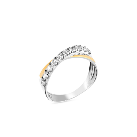 Srebrny Pierścionek X z Cyrkoniami i Złotem - JubilerSezam.pl
