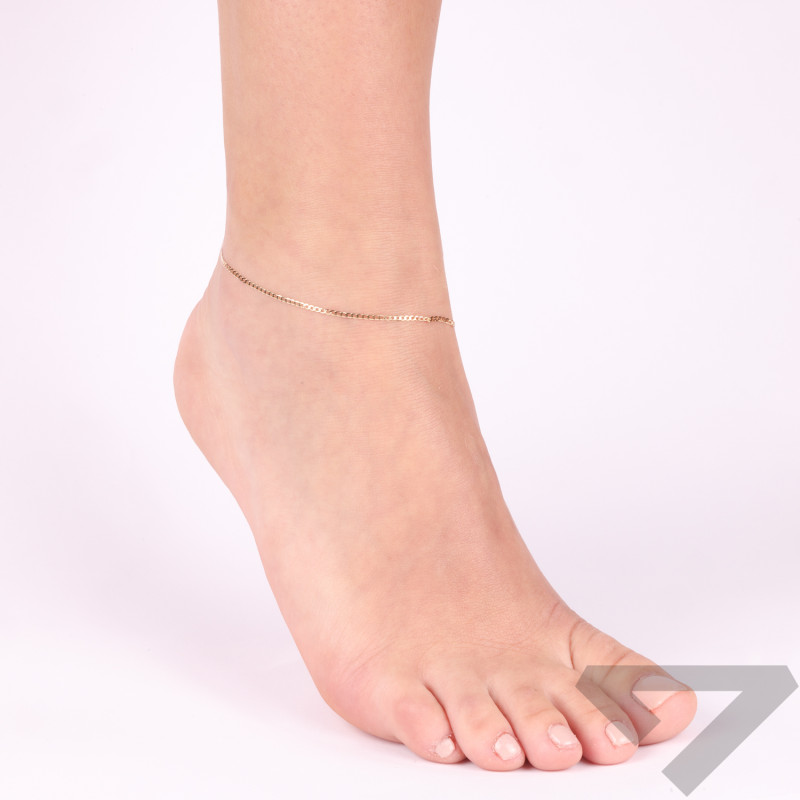 Bransoleta złota na nogę o splocie pancer grawerowana 1,5 mm próba 585