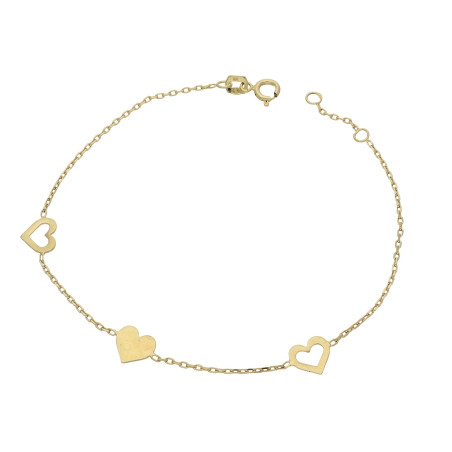 Bransoleta złota na nogę z sercami