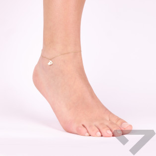 Bransoleta złota na nogę z literką J i serduszkiem