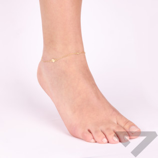 Bransoleta srebrna pozłacana na nogę z sercem i cyrkonią