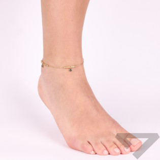 Bransoleta noga srebro pozłacane z kulkami próba 925