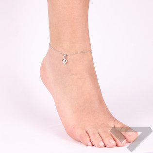 Bransoleta srebrna na nogę kulki bead i serce próba 925