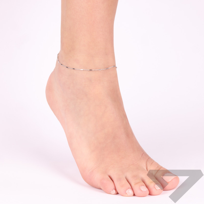 Bransoleta srebrna na nogę ścinane pałki na łańcuszku rolo