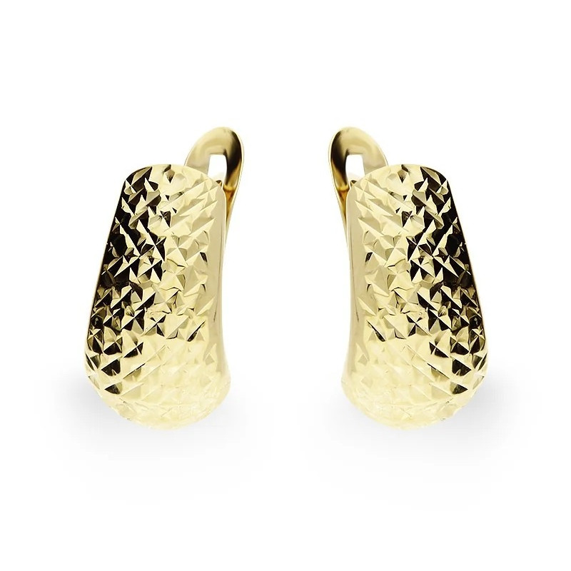 Kolczyki złote blaszki grawerowane na zapięcie angielskie