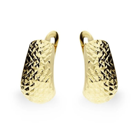 Kolczyki złote blaszki grawerowane na zapięcie angielskie