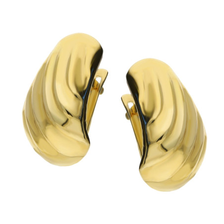 Złote kolczyki blaszki gładkie żłobione