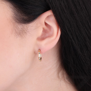 Kolczyki złote kółka rurka z cyrkoniami