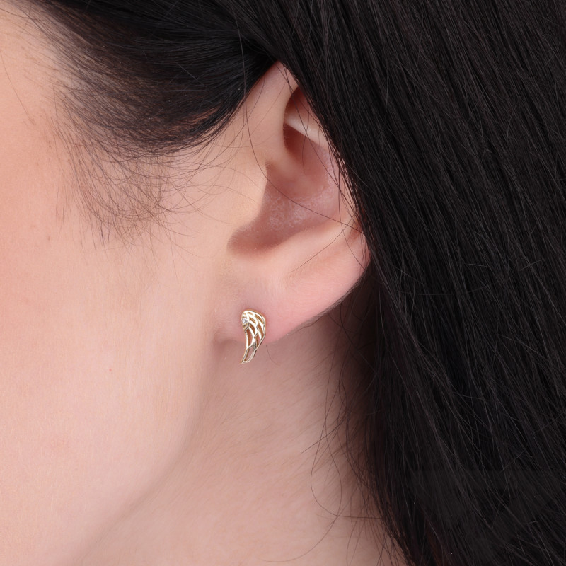 Kolczyki skrzydło ażur z cyrkonią