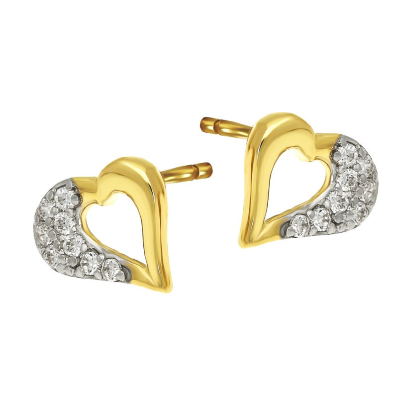 Kolczyki serce ramka cyrkonie bokiem
