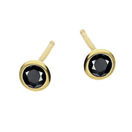 Kolczyki złote z czarną cyrkonią 3 mm