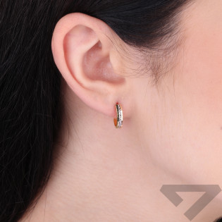 Kolczyki złote grawerowane trzy kolory