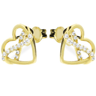 Kolczyki złote serce ramka i infinity z cyrkoniami