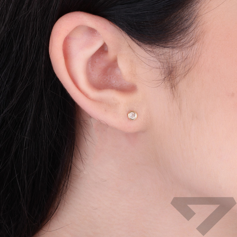 Kolczyki cyrkonia 3mm gładka oprawa