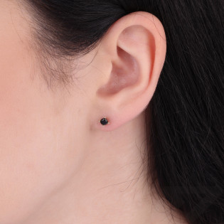 Kolczyki złote cyrkonia czarna 3,5 mm w czterech łapkach