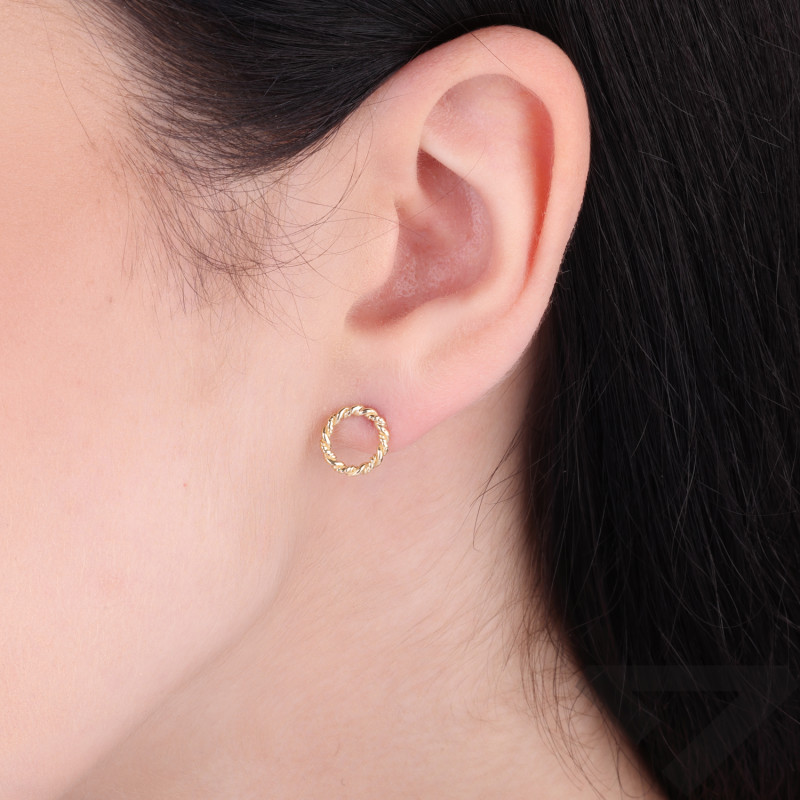 Kolczyki koła 9 mm pleciony sznur