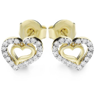 Kolczyki serce cyrkonie i serce ramka