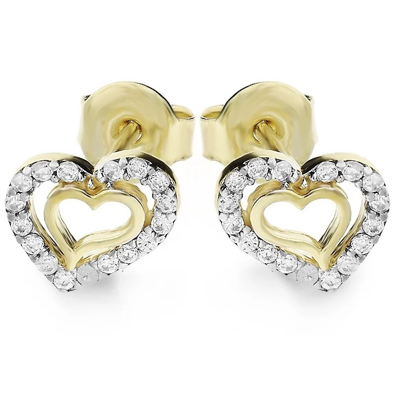 Kolczyki serce cyrkonie i serce ramka