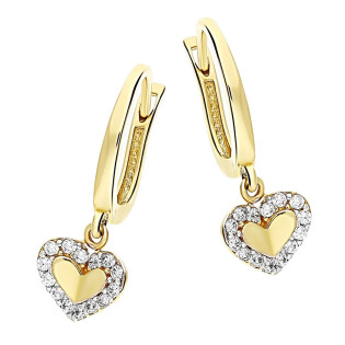 Kolczyki serce wiszące z cyrkoniami