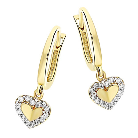 Kolczyki serce wiszące z cyrkoniami