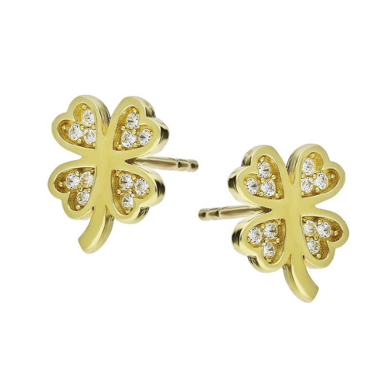 Kolczyki koniczyna z serc z cyrkoniami