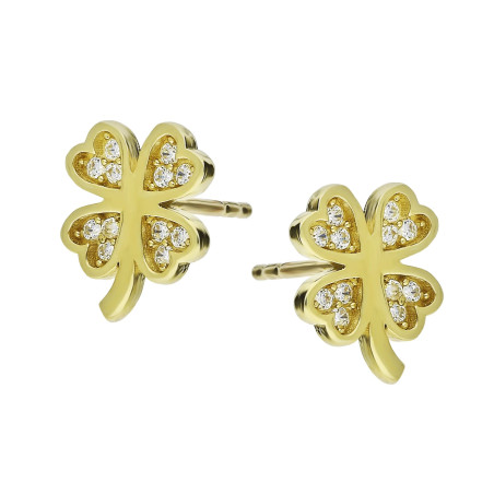 Kolczyki koniczyna z serc z cyrkoniami