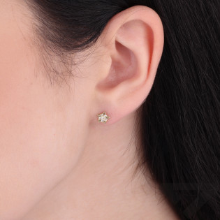 Kolczyki złote kwiat ażur cyrkonie